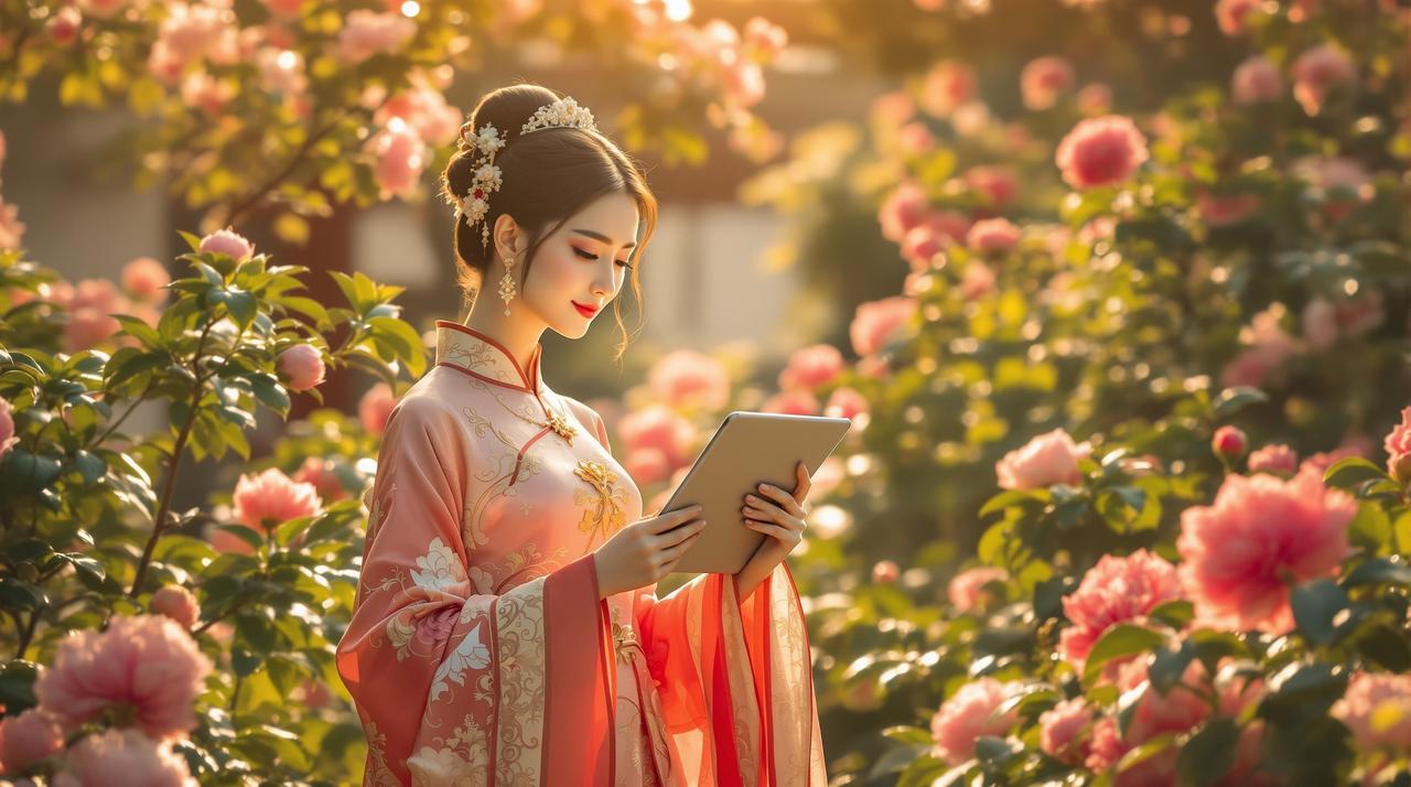 芍药花与汉服：穿越千年的美丽