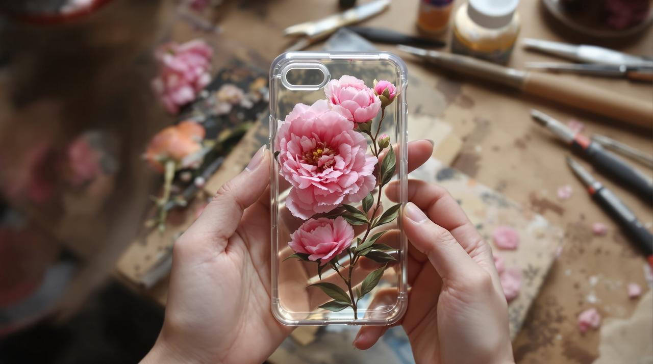 芍药花瓣压花手机壳DIY