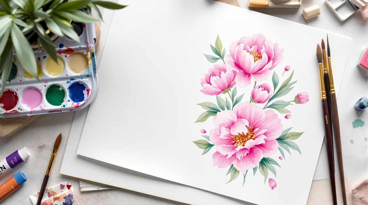 芍药花绘画教程：水彩与花的对话