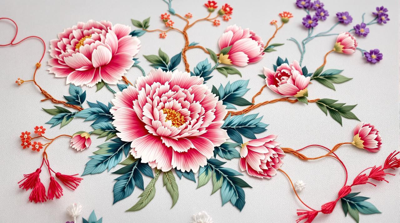 芍药花与刺绣：针尖上的花事